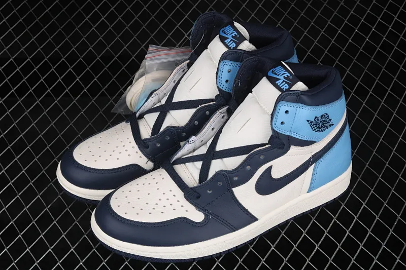 All categories Air Jordan Jordan series basketball shoes Air Jordan 1 High pure original version Air Jordan 1 AJ1 black and blue toe Joe 1 obsidian North Carolina blue 555088-140